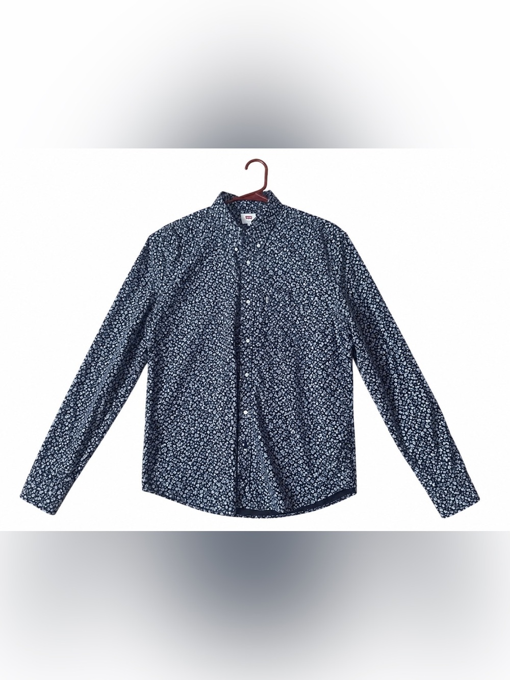 Levi's Men's Dark Blue Floral Button-Down Shirt EUC
